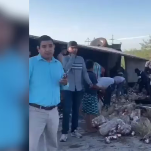 Se desprende caja de tráiler cargado con cerveza en Navojoa y desata rapiña masiva