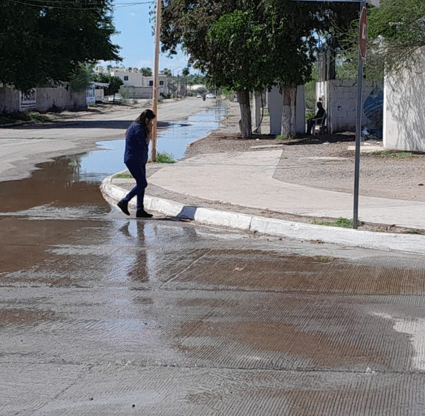 Fuga de agua provoca socavones y alarma en Finca Real, Navojoa