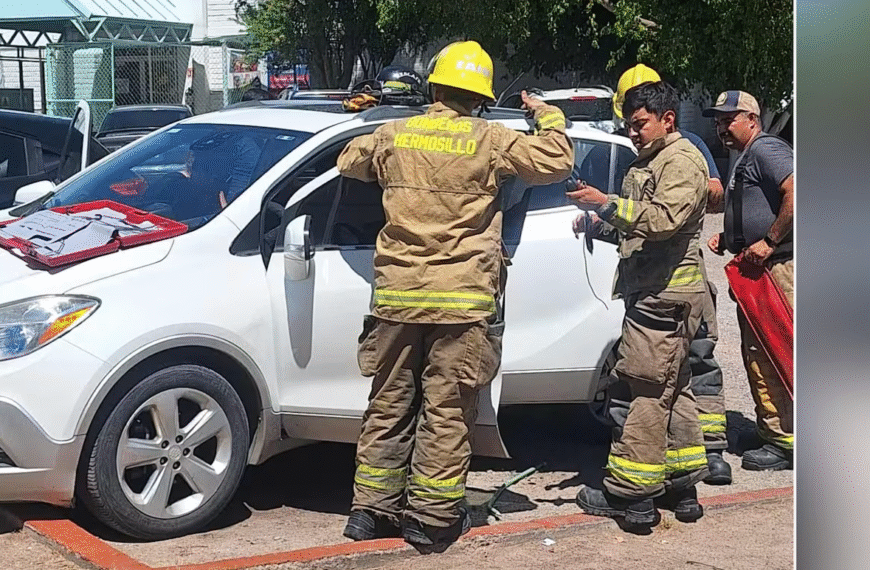Rescatan a menor de un año encerrado en vehículo estacionado en guardería de Hermosillo