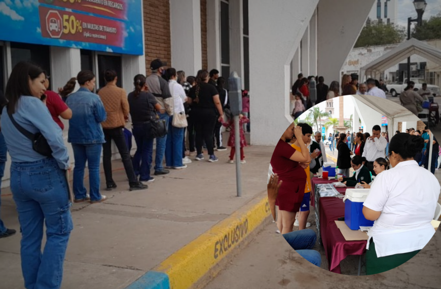 Inicia jornada de vacunación contra sarampión en Navojoa con largas filas