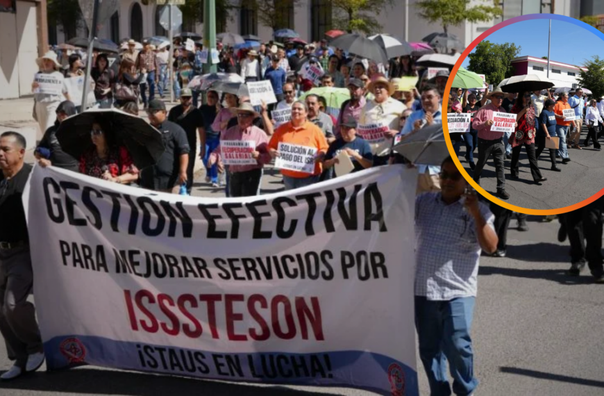 Staus y Steus emplazan a huelga y marchan en Hermosillo por aumento salarial