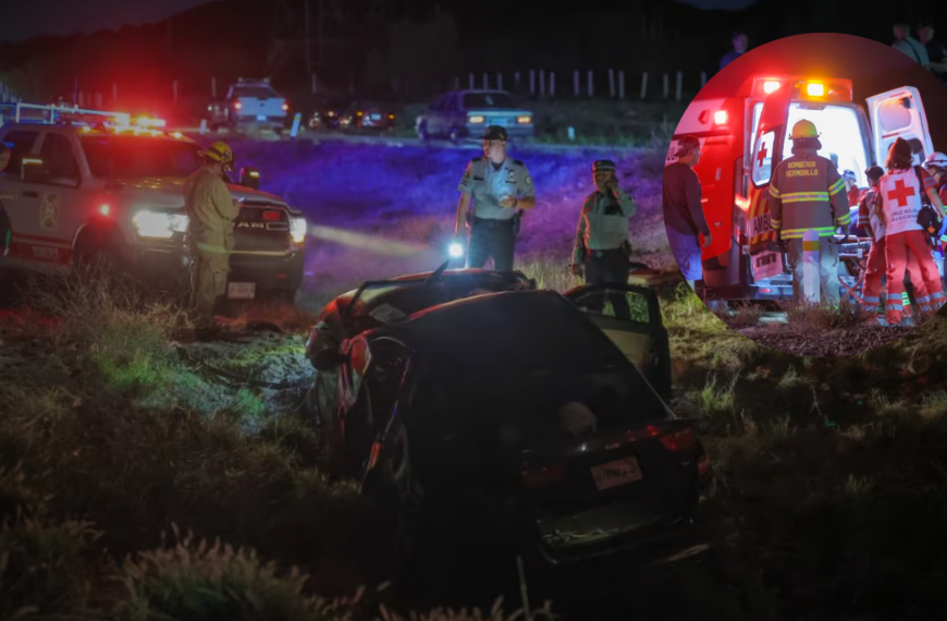 Volcamiento en carretera Guaymas-Hermosillo deja cinco heridos, entre ellos una menor