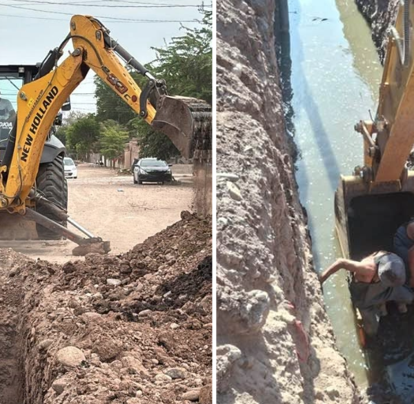 Oomapas Navojoa atiende drenaje colapsado en la colonia Deportiva