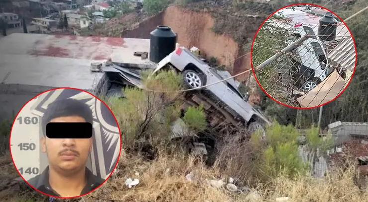 Joven borracho tira su camioneta por barranco de 8 metros y cae sobre casa