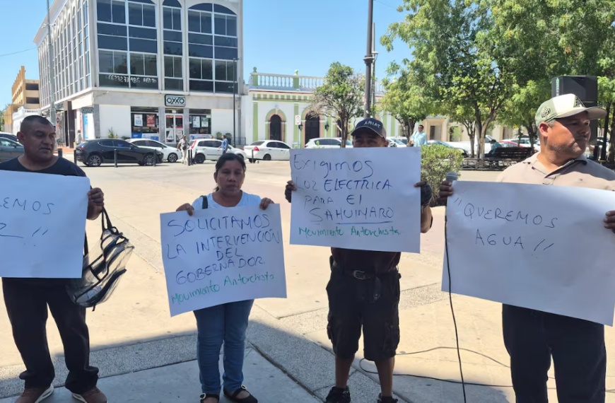 Antorcha Campesina se manifiesta en Palacio de Gobierno; exigen servicios de luz y agua para 9 municipios de Sonora